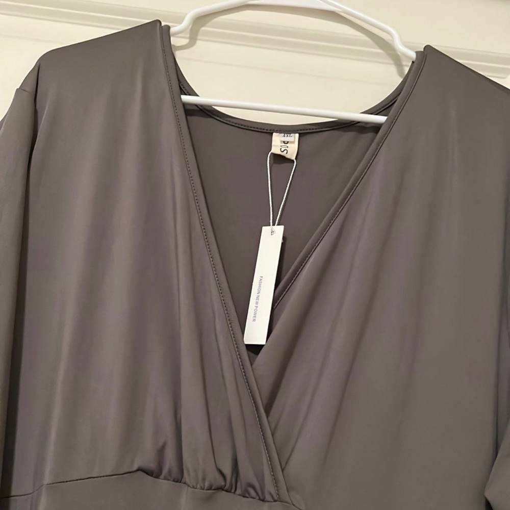 3/4 Sleeve Faux Wrap Maxi Dress